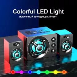 LED Computer Speakers AUX USB Wired Wireless and Bluetooth Subwoofer with Audio System Home Theater Surround SoundBar For PC TV