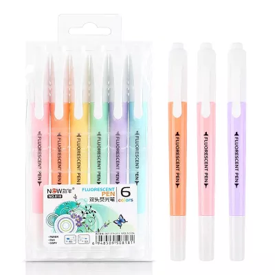 Double Head Fluorescent Pastel Highlighter and Pen Markers for Student School and Office Supplies