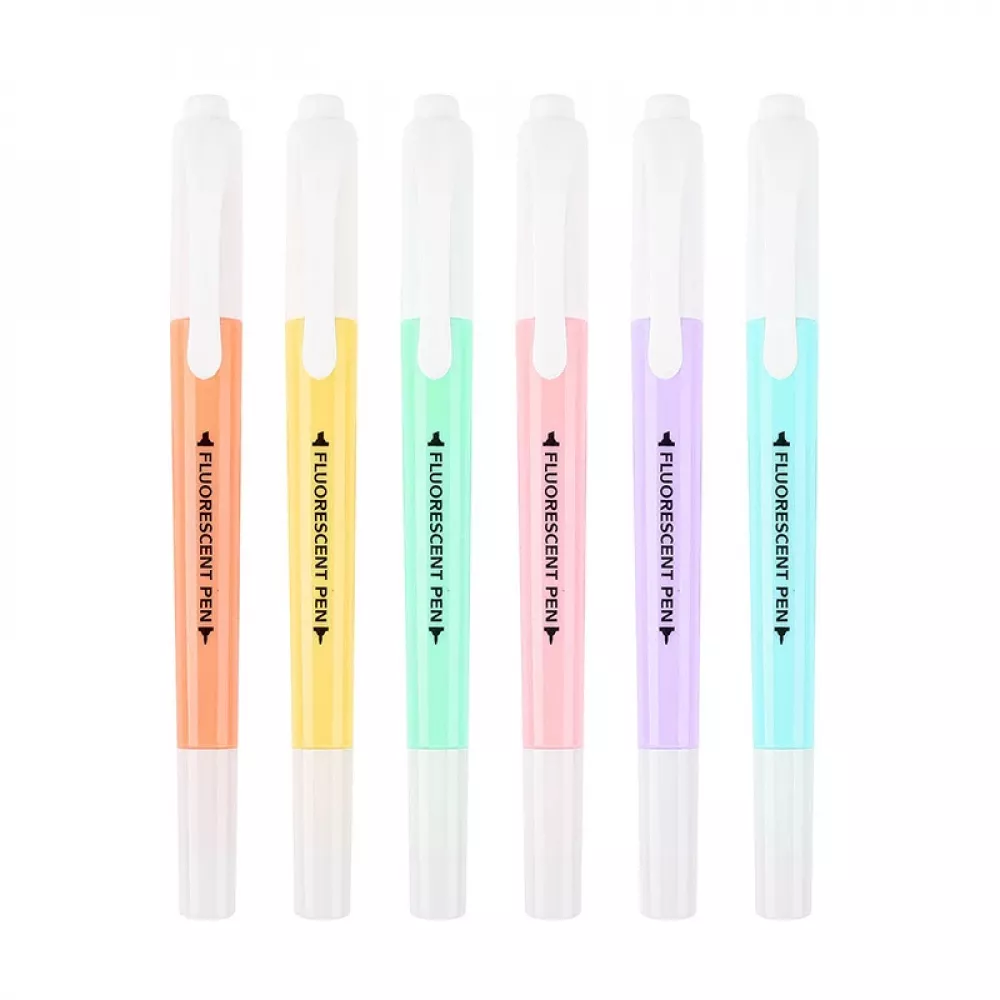Double Head Fluorescent Pastel Highlighter and Pen Markers for Student School and Office Supplies