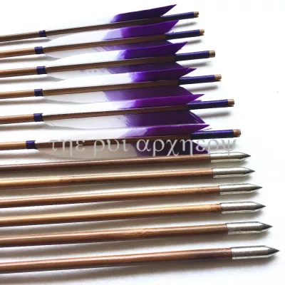Handmade Bamboo Arrows Eagle Purple 24pcs