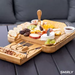 Bamboo Cheese Board and Cheese Cutting with Knife Set