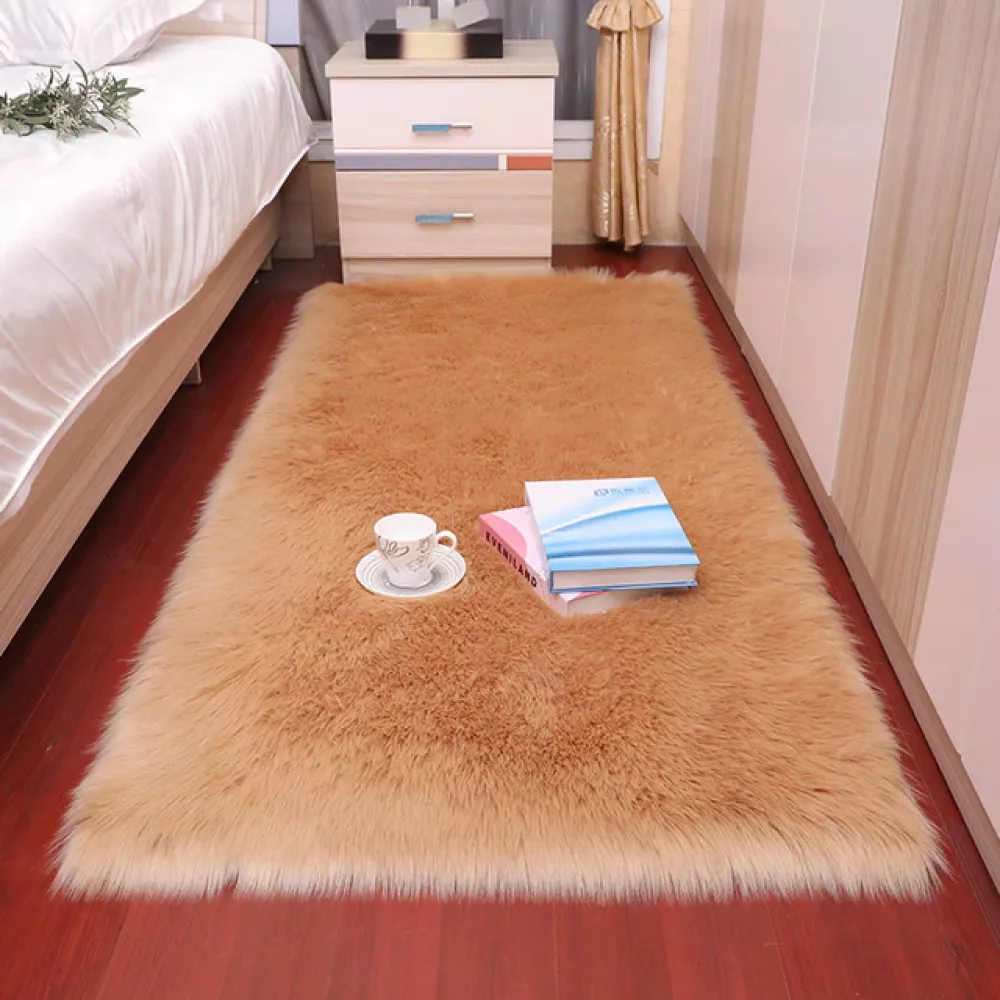 Soft Faux Sheepskin Fur Rectangle Fluffy Carpet for Sofa