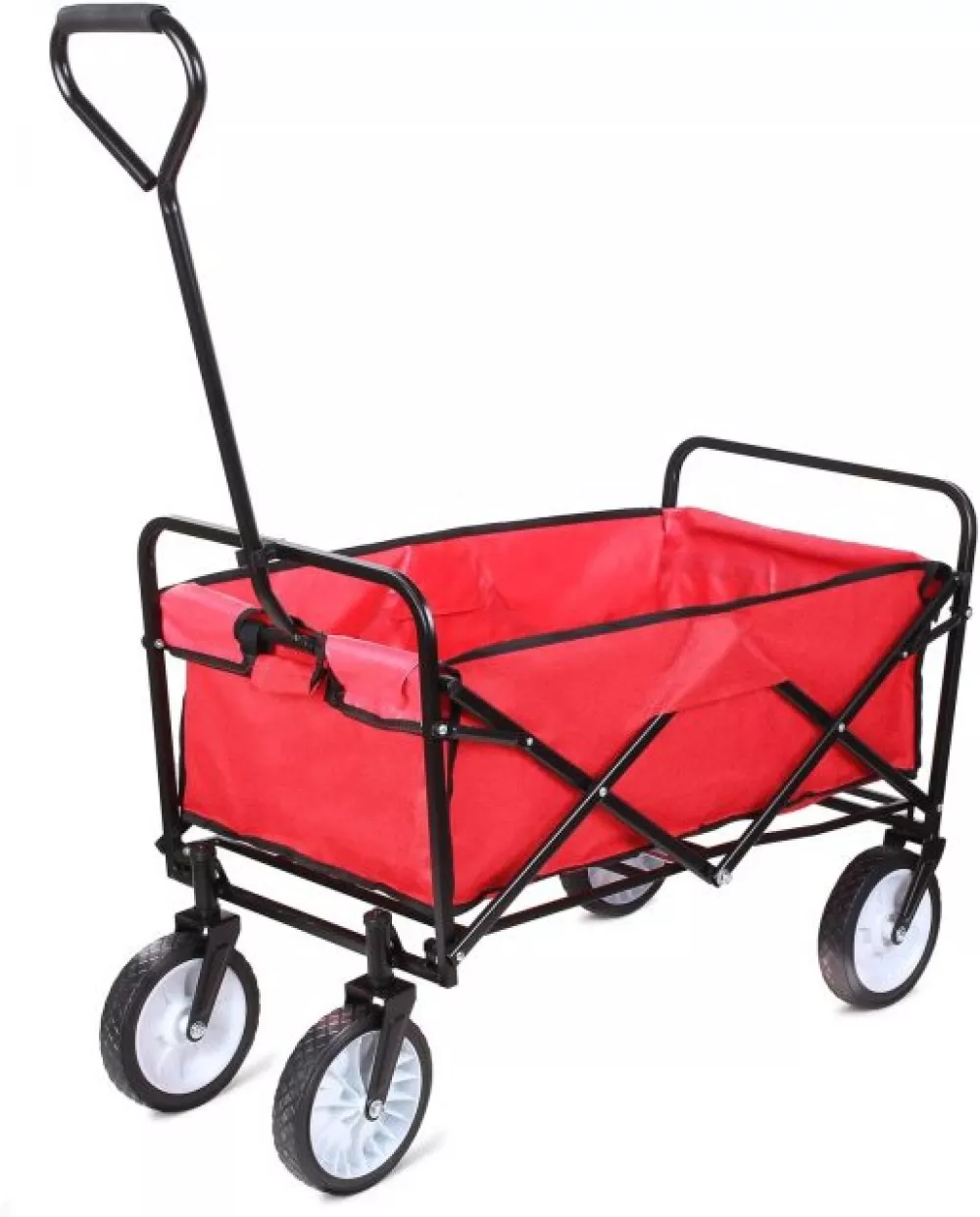 Portable Hand Folding Outdoor Utility Wagon for Heavy Duty, Garden, Shopping with All Terrain Wheels and Bag