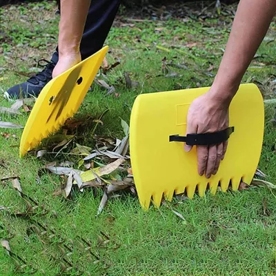 Yellow Leaf Scoops Leaf Collector, Grab Grass Hand Rakes and Yard Leaf Scoop Tool for Picking up Leaves, Grass Clippings and Lawn Debris