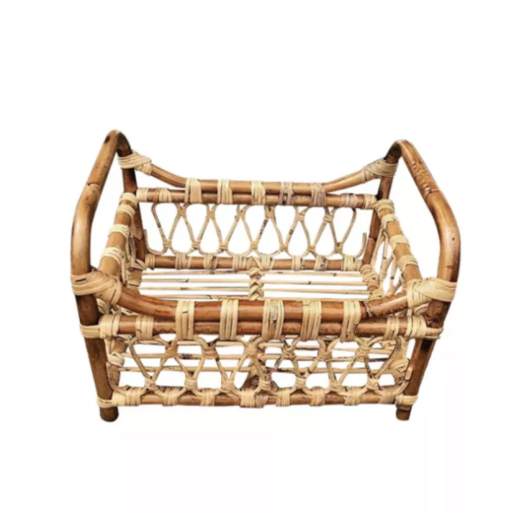 Photography Props Boy Vintage Woven Rattan Basket