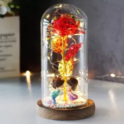 Artificial Flower Beauty And Beast Rose In Glass Dome for Mother/Father's Day Gift, Decor Wedding and Valentines Day Gift