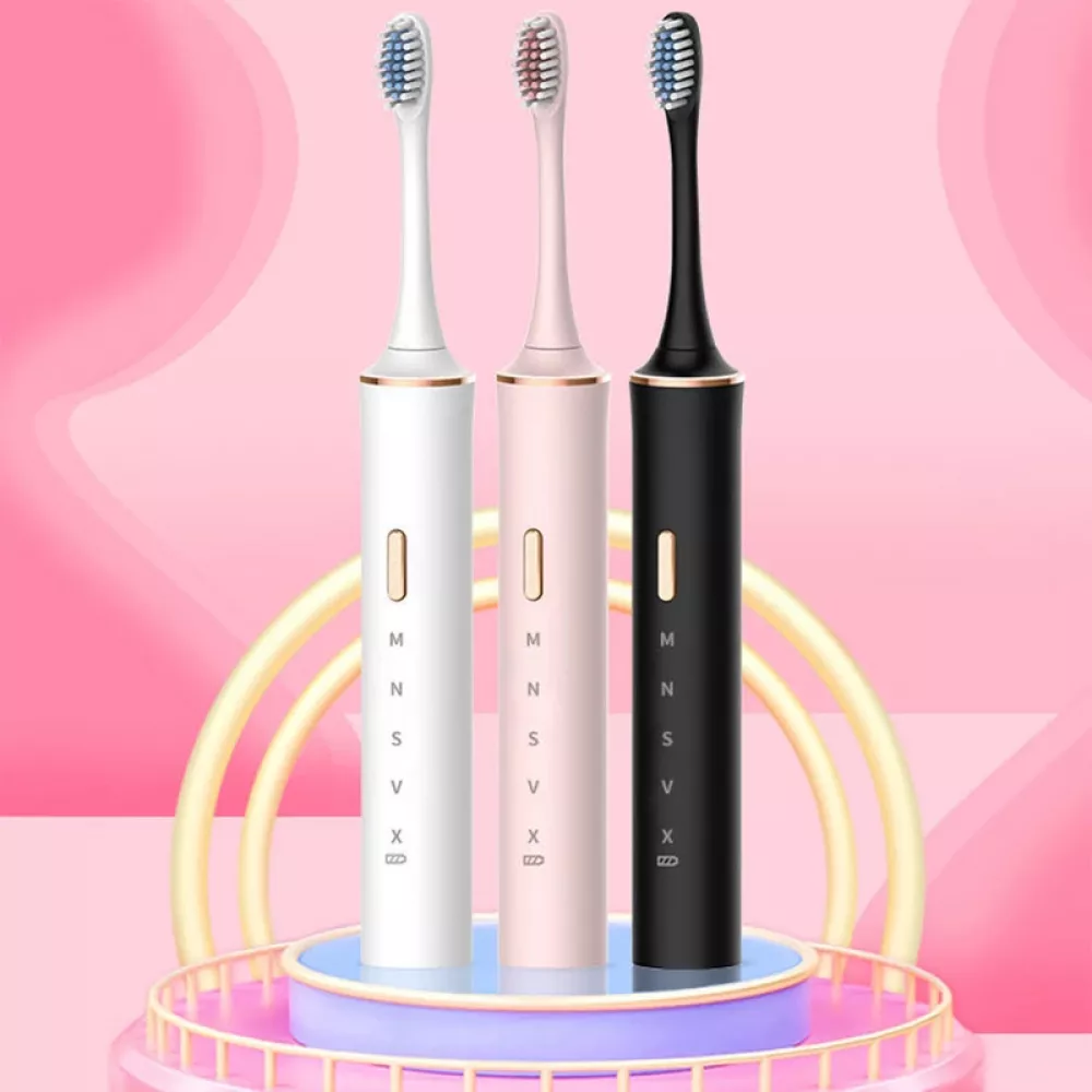 USB Charging Electric Toothbrush Waterproof and Rechargeable with 4 Heads Soft Hair