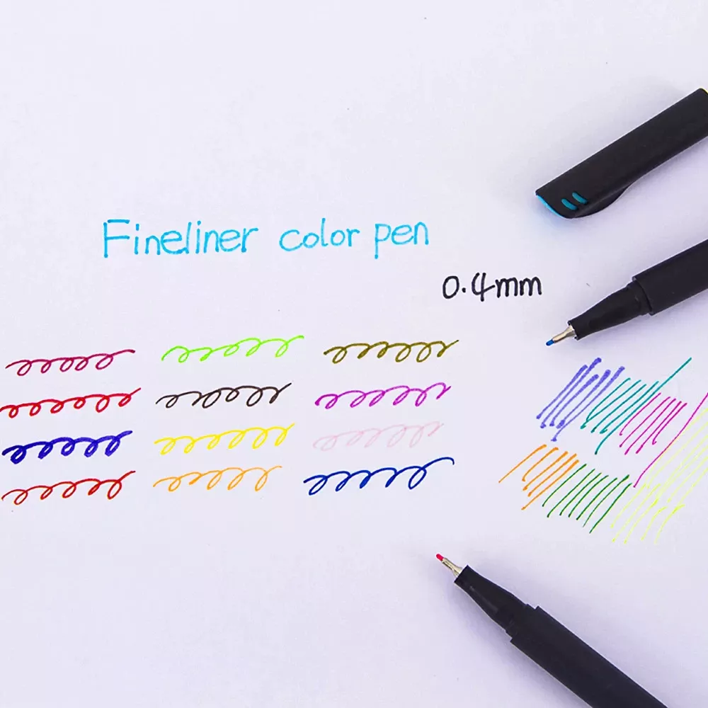 12 Colors Fine liner Color Pens and Fine Point Markers for Journaling, Writing, Note Taking, Drawing, Coloring for Office and School Supplies