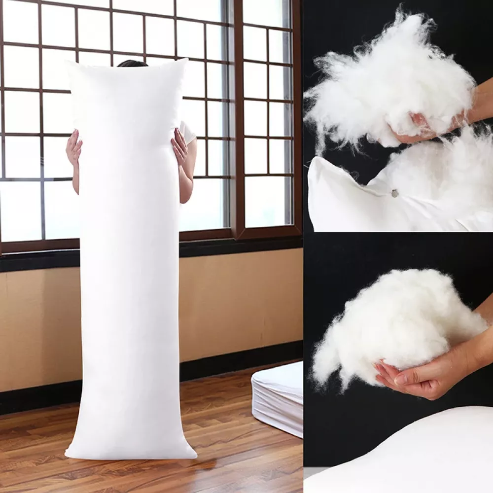 Rectangle Long Hugging Body Pillow and Cushion Filling for Interior Home Bedroom Use in White Color(150 x 50 cm)