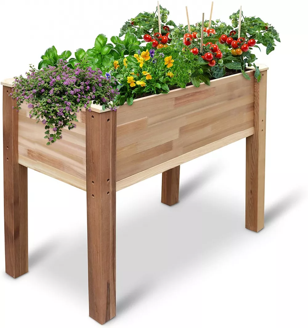 Wooden Raised Garden, Outdoor Elevated Wood Planter Box for Vegetable, Flower, Herb in Patio, Backyard, Balcony