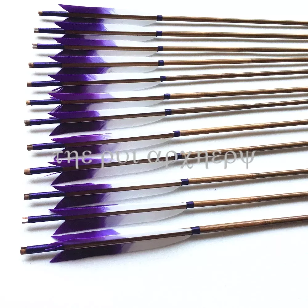 Handmade Bamboo Arrows Eagle Purple 24pcs