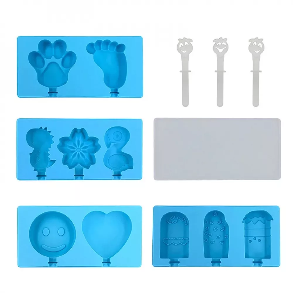 Ice Cream Mold Silicone Popsicle With Lids and Sticks Cute Cartoon