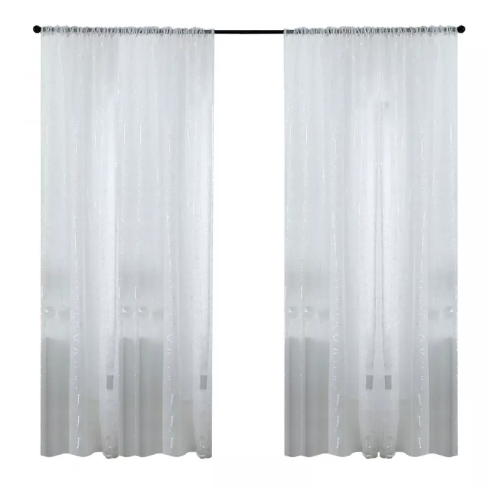 Window Geometric Pattern Silver Curtains for Kids Room and Home Decor