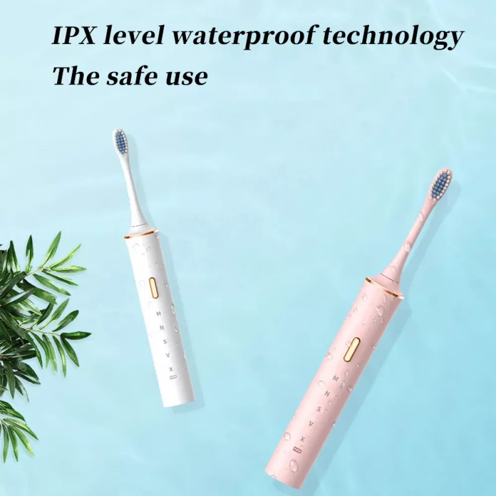 USB Charging Electric Toothbrush Waterproof and Rechargeable with 4 Heads Soft Hair