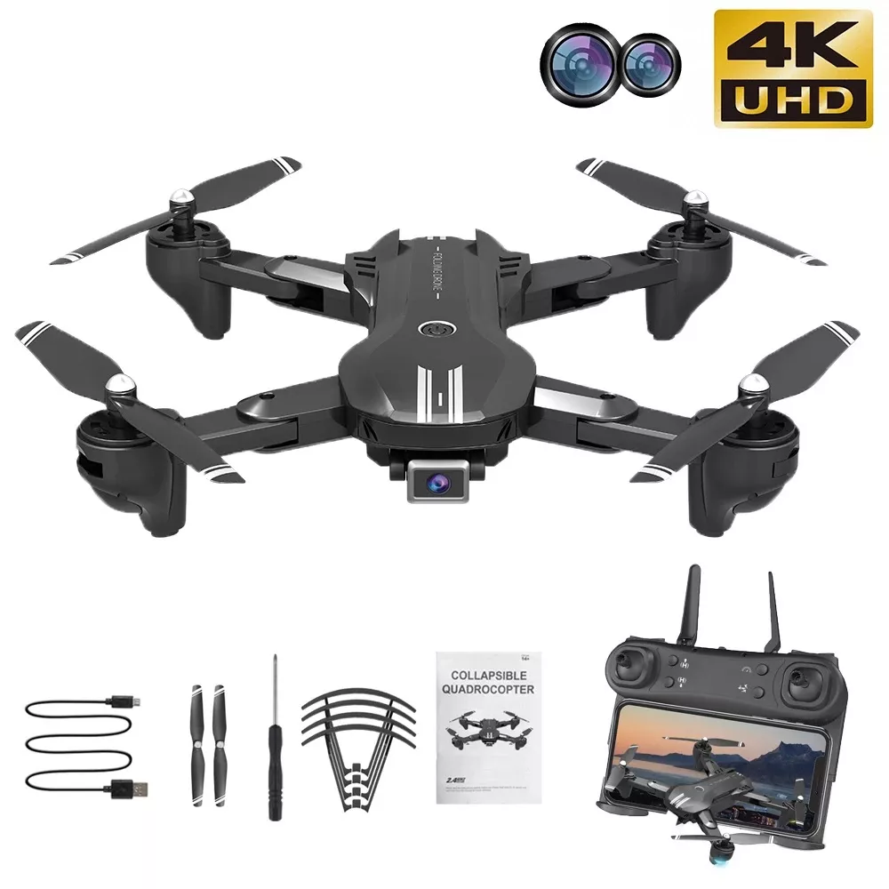 Professional Folding Drone 4K Dual Camera HD with WIFI and 3 Batteries