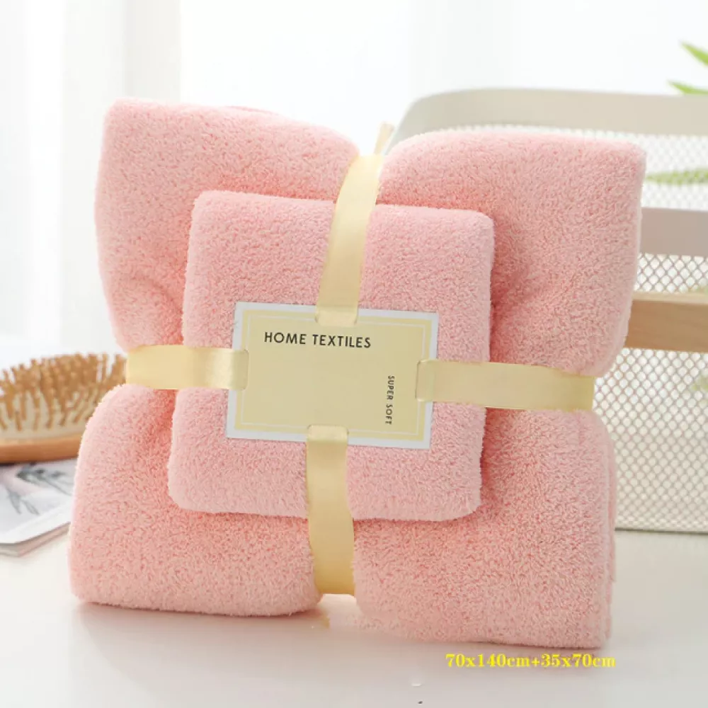 70x140cm 35x75cm 2pcs Large Bath Towel with High Asorbent Soft