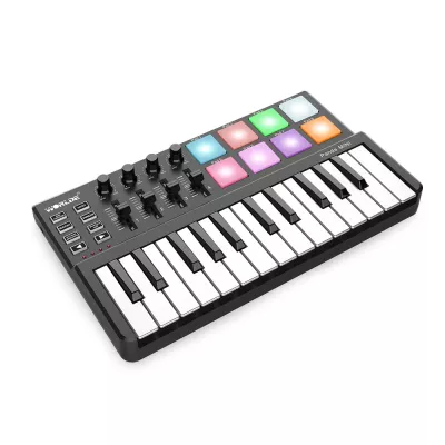 Mini USB Keyboard Portable with 25-Key and Drum Pad