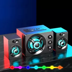 LED Computer Speakers AUX USB Wired Wireless and Bluetooth Subwoofer with Audio System Home Theater Surround SoundBar For PC TV